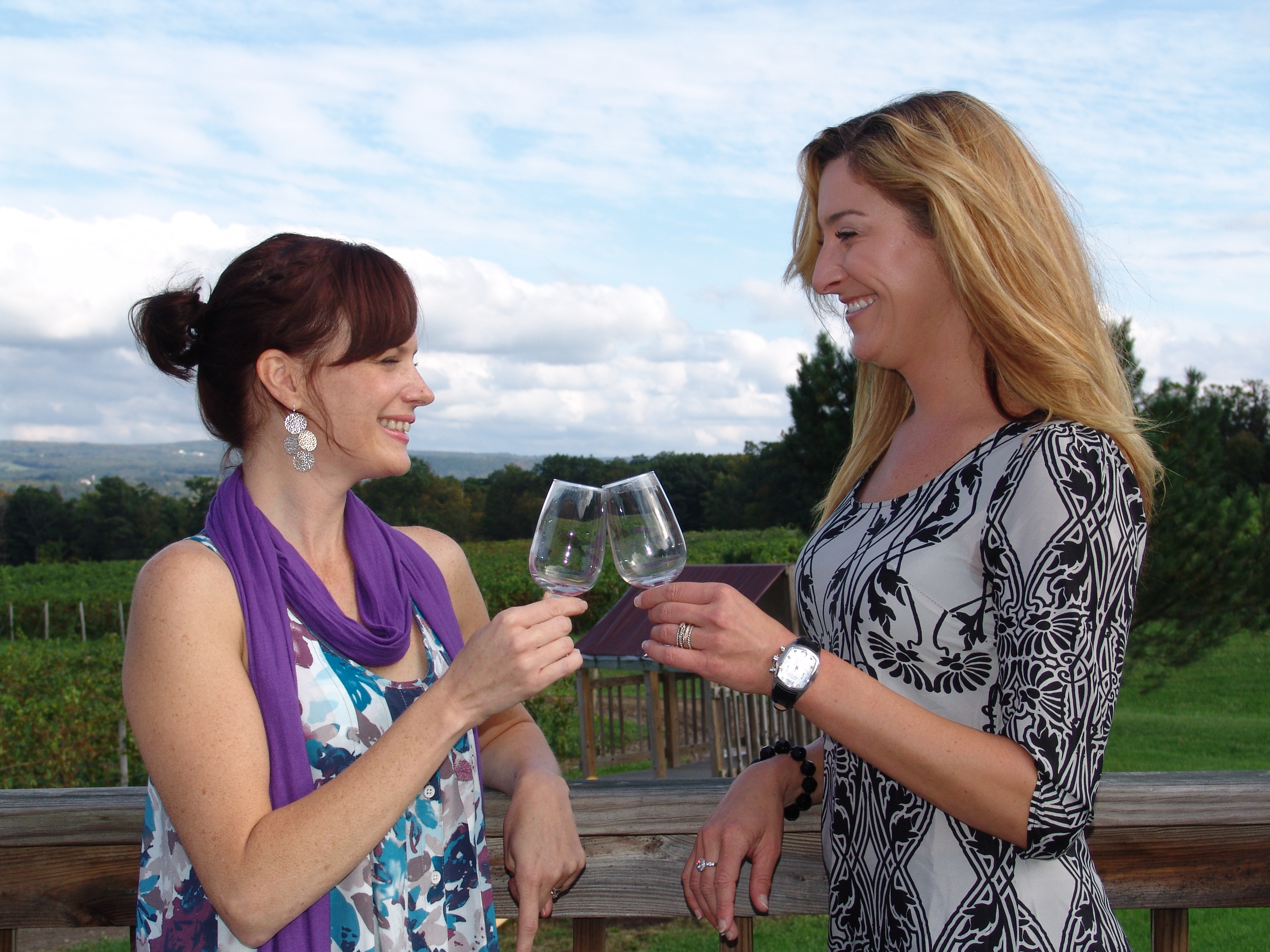 Wine tour guests enjoying a glass of wine